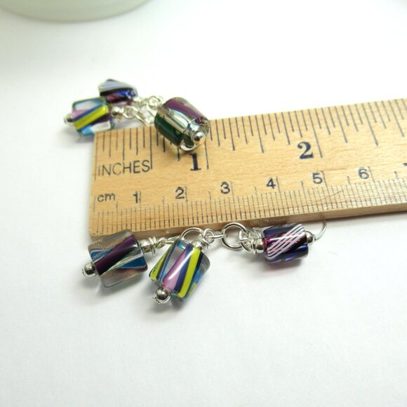 Cane glass mix dangle earrings - Picture 10 of 10